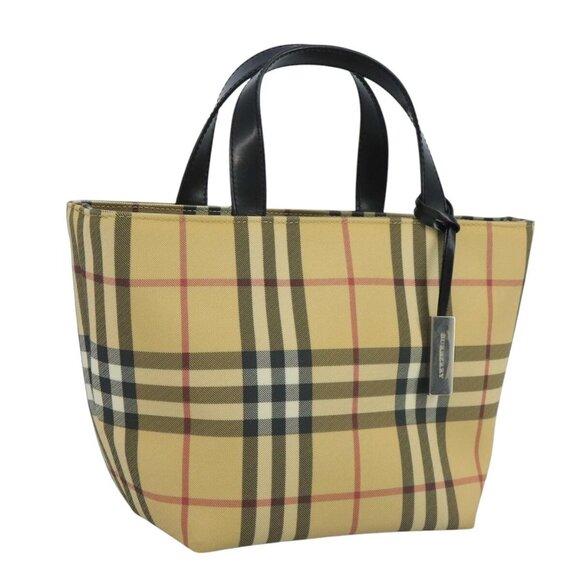 BURBERRY Nova Check Hand Bag PVC Beige Auth 111203 - Picture 1 of 16